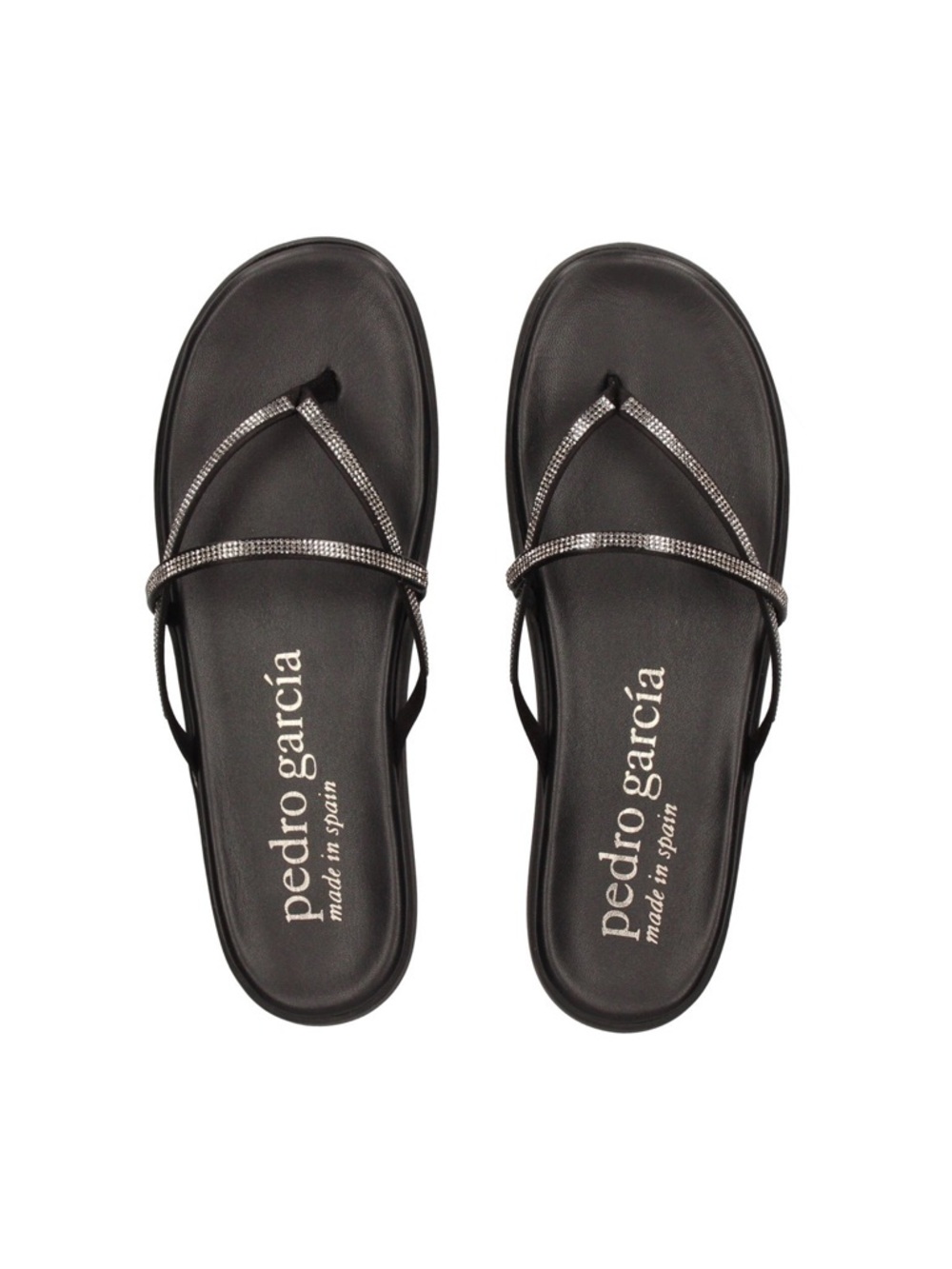 Pedro Garcia Black Crystal-Strap Women's Sandals